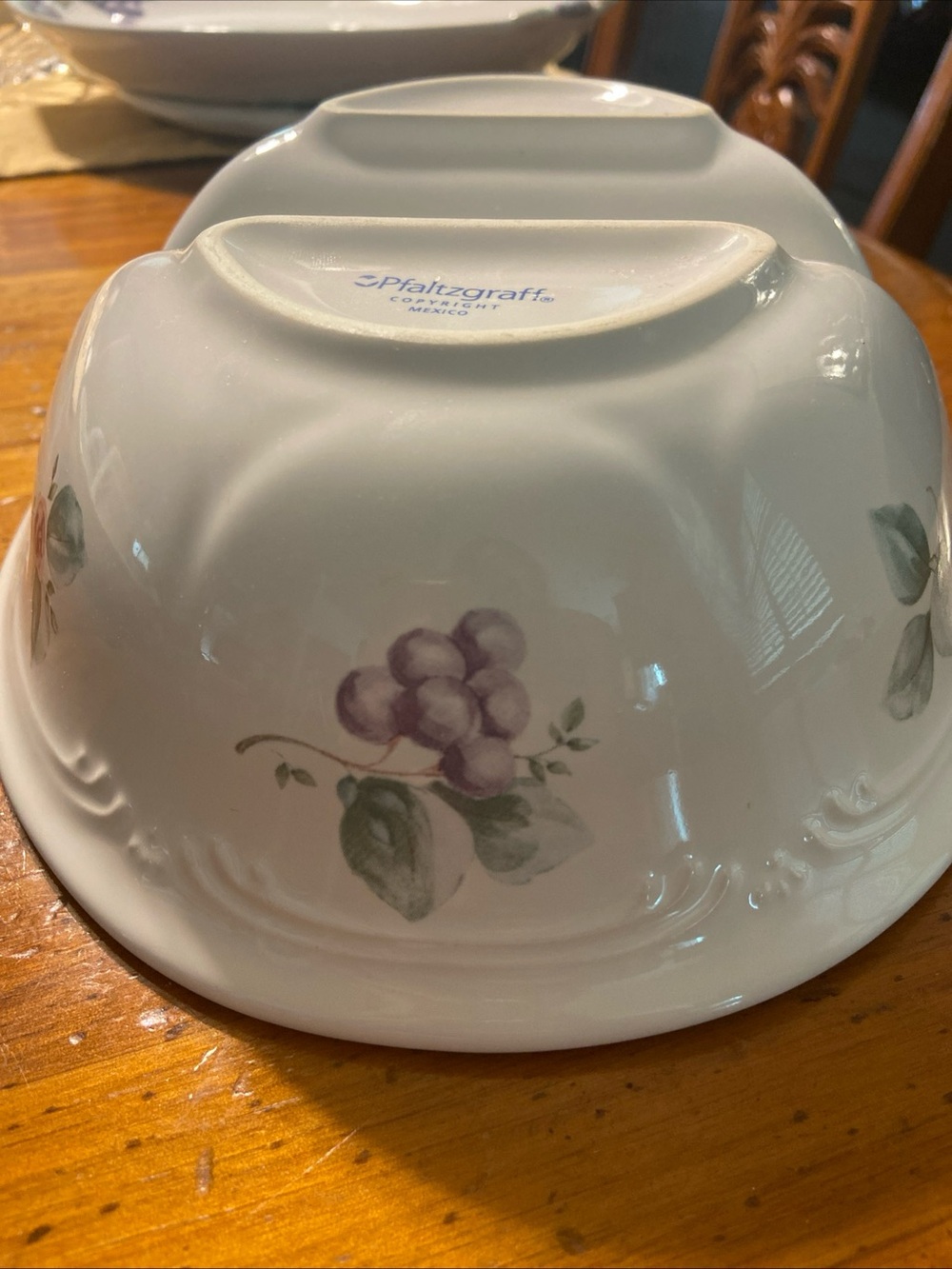 Pfaltzgraff Grapevine White Chip & Dip Platter Purple Grape and Pink Rose 12” - Picture 7 of 7